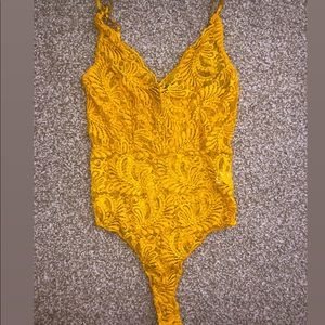 Mustard lace body suit